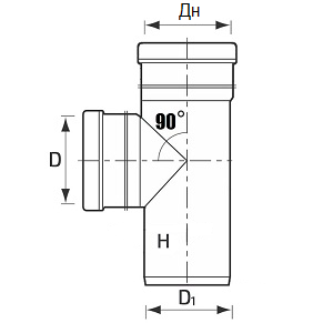 Тройники полипропиленовые Волга-Пласт для наружной канализации 90° Дн110-200