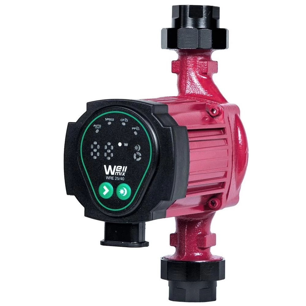 Насос циркуляционный Wellmix WRE 25/60-130 поверхностный, корпус - чугун, мощность - 0.045кВт, напор - 6м, производительность - 53л/мин, 220В