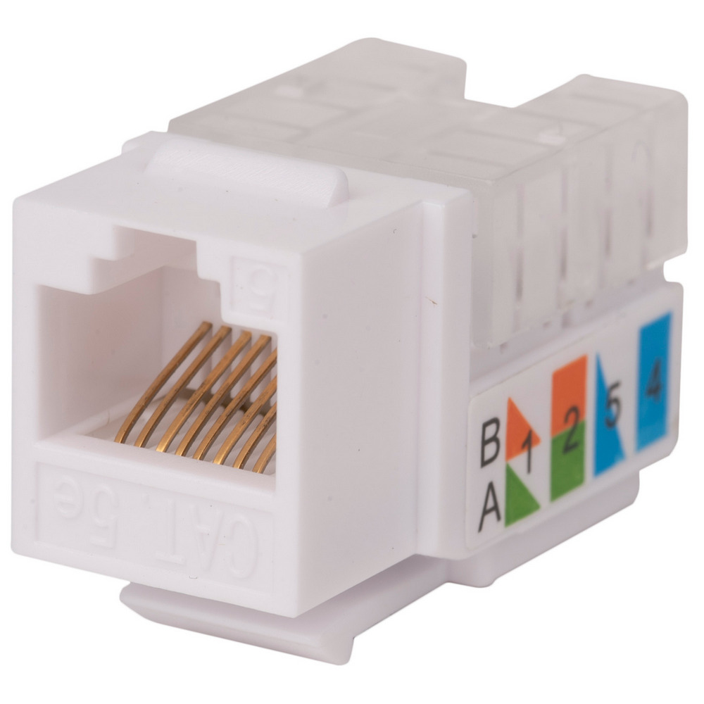 Вставка WRLine Keystone Jack RJ45 WR-KJ-RJ45-C5E-90 категория 5e, 90°, неэкранированная, заделка тип 110, цвет - белый