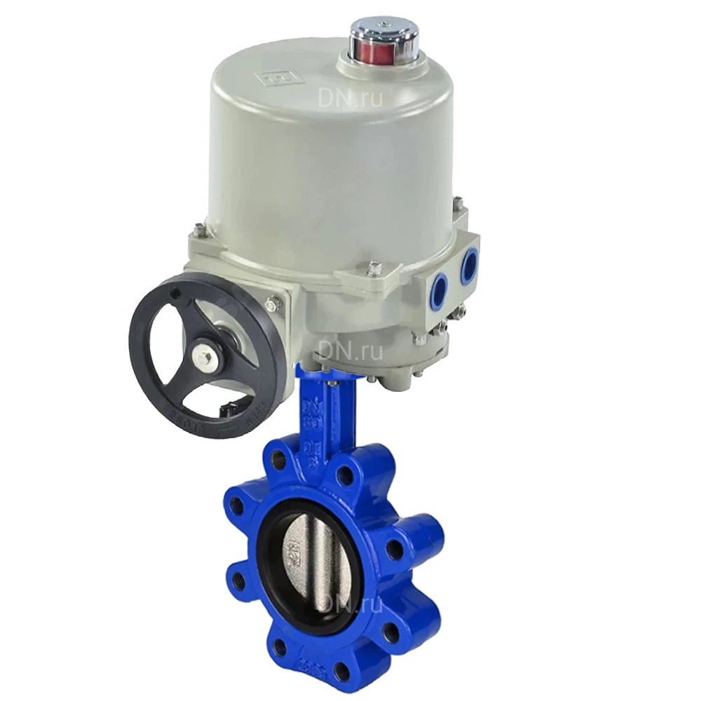 Затворы дисковые поворотные DN.ru WBV1616E-2W-Fb-H Ду100-150 Ру16 LUG корпус - чугун QT450, диск - чугун QT450, уплотнение - EPDM, межфланцевые, с электроприводом 1/4-оборотным ГЗ-ОФ(М) 220В