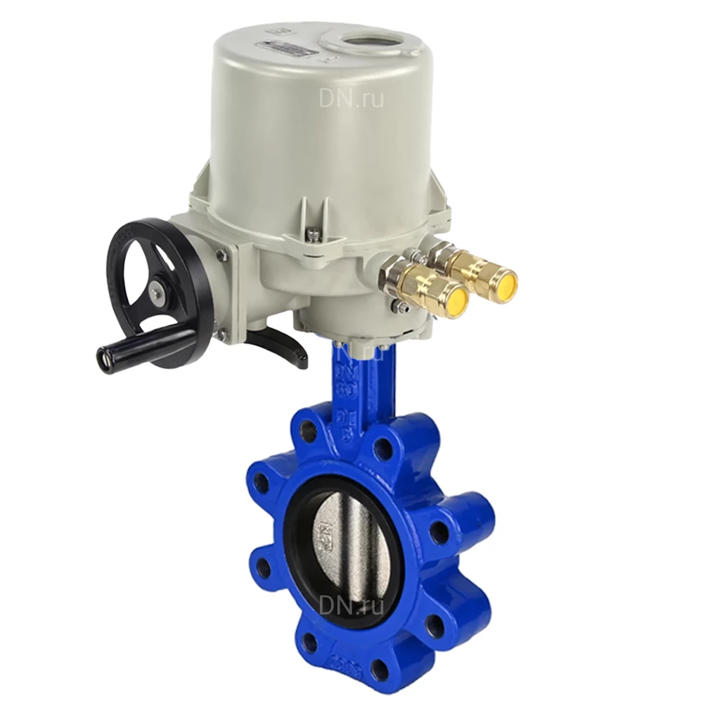 Затворы дисковые поворотные DN.ru WBV1616N-2W-Fb-H Ду80-150 Ру16 LUG корпус - чугун QT450, диск - чугун QT450, уплотнение - NBR, межфланцевые, с электроприводом 1/4-оборотным взрывозащищенным ГЗ-ОФВ(М) 380В