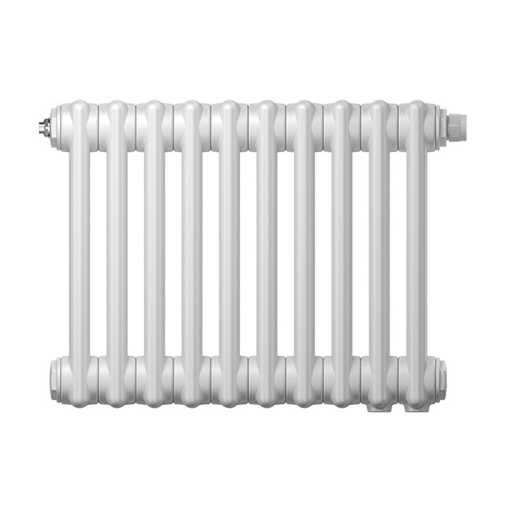 Радиатор стальной трубчатый Zehnder Charleston высота 492 мм, двухколончатый, 16 секций, присоединение резьбовое - 1/2″, подключение - нижнее, кронштейн в комплекте, теплоотдача - 938 Вт, цвет - RAL9016