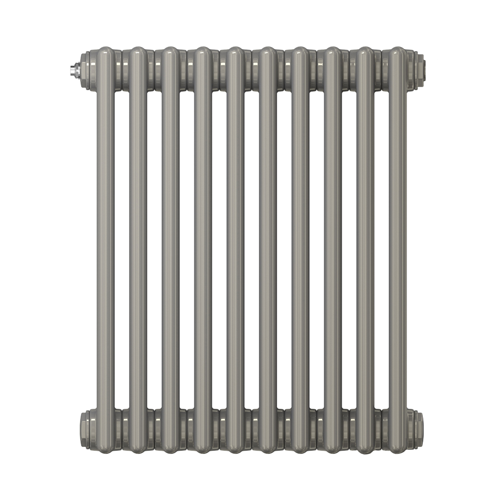Радиатор стальной трубчатый Zehnder Charleston Retrofit высота 566 мм, трехколончатый, 16 секций, присоединение резьбовое - 1/2″, подключение - боковое, кронштейн в комплекте, теплоотдача - 1416 Вт, цвет - серый