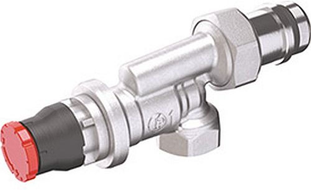 Клапан термостатический Giacomini R415DB 1/2" Ду15 Ру10 угловой осевой, с автоматическим динамическим регулированием расхода, хромированный, отвод с герметичной прокладкой, присоединение - внутренняя резьба, корпус - латунь