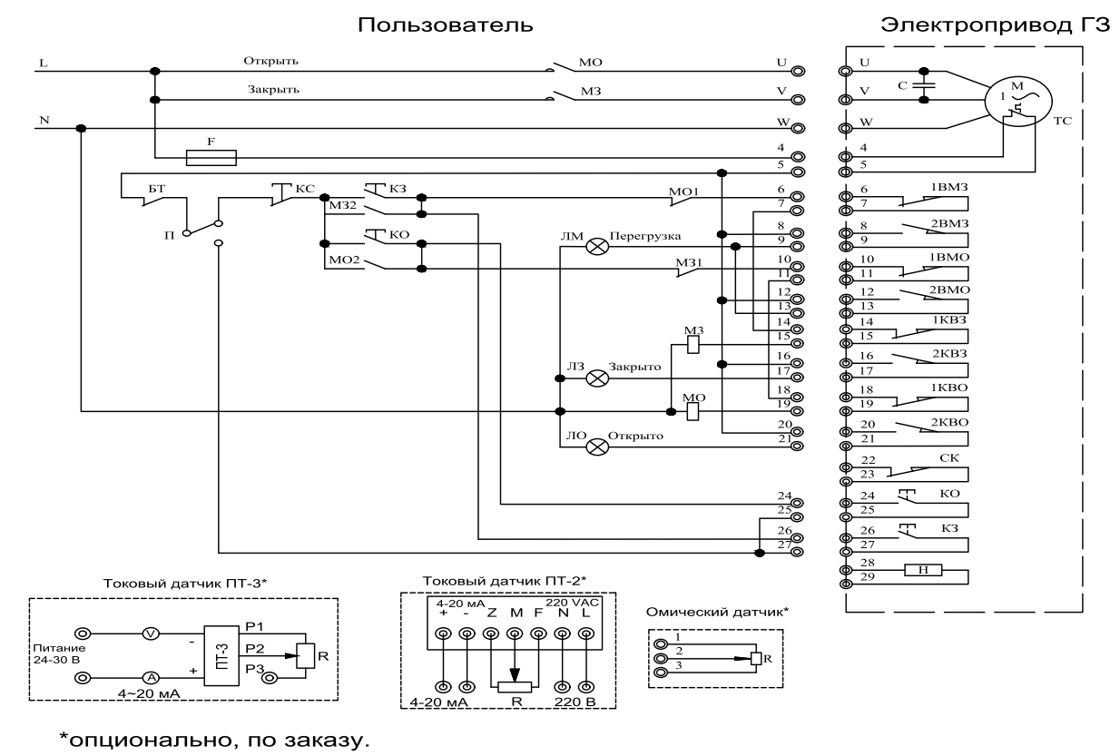 Схема подключения электропривода