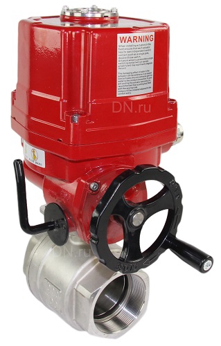 Краны шаровые DN.ru BV3232P(2pc)-FP-T-ISO-H QT-EX-1-24VAC Ду10-80 Ру63/40 SS316 нержавеющие, полнопроходные, резьбовые со взрывозащищенным электроприводом DN.ru QT-EX-EM-O1-24VDC-У1
