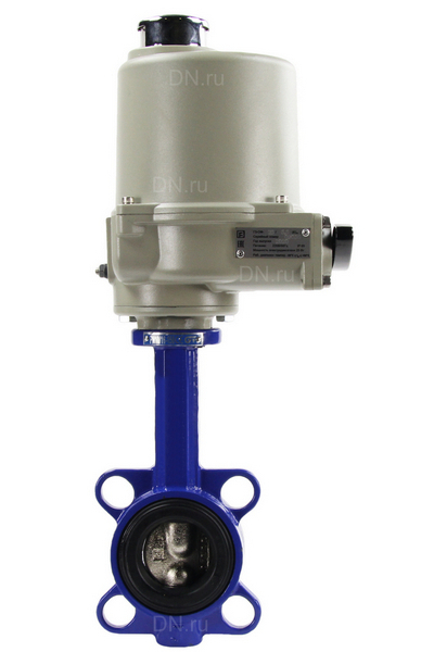 Затвор дисковый поворотный DN.ru Ду100 Ру16, корпус - чугун GGG50, диск - чугун GGG40, уплотнение - EPDM, с электроприводом ГЗ-ОФ-110/11М 220В (WBV1413E-2W-Fb-H)