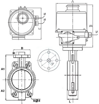 Затвор дисковый поворотный Genebre 2103 Ду80 Ру16 с электроприводом ГЗ-ОФ-45/11(к), 380В