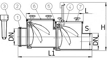 Клапан обратный канализационный HL 710.2 Дн110 безнапорный с 2 автоматическими заслонками из нержавеющей стали, ручным затвором и прочисткой