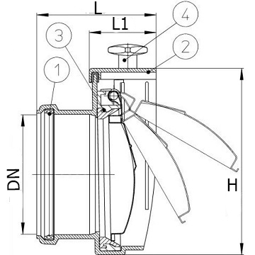 Клапан обратный канализационный HL 715.0 Дн160 безнапорный с заслонкой из нержавеющей стали для монтажа в переливных колодцах