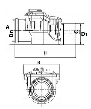 Клапан обратный Дн110 Политэк для наружной канализации из полипропилена