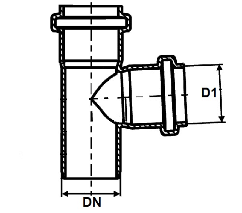 Тройник чугунный прямой Дн150x100 СЧЗ для внутренней канализации