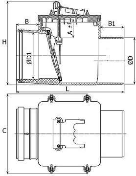 Клапан обратный канализационный PP-H Татполимер ТП-85.100 Дн110 безнапорный для НПВХ и PP-H