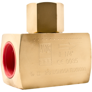 Клапан обратный VYC 179-01 3/4″ Ду20 Ру200 муфтовый, пружинный, корпус - латунь, диск - нержавеющая сталь
