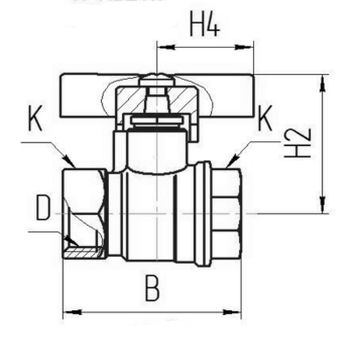 Кран шаровой газовый БАЗ А10/1 11б27п 3/4″ Ду20 Ру40 полнопроходной, латунный, внутренняя-внутренняя резьба, ручка-бабочка