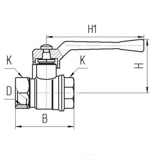 Кран шаровой газовый БАЗ А10 11б27п 1/2″ Ду15 Ру40 полнопроходной, латунный, внутренняя-внутренняя резьба, ручка-рычаг