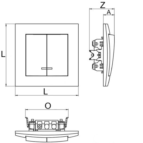 Выключатель одноклавишный EKF Валенсия проходной скрытой установки, номинальный ток - 10 А, степень защиты IP20, цвет - белый