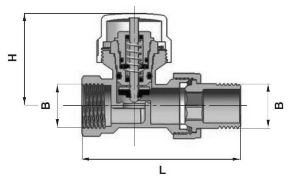 Клапан автоматический терморегулирующий EUROS EU.ST6121 3/4″ Ду20 Ру10 прямой, латунный никель, внутренняя/наружная резьба