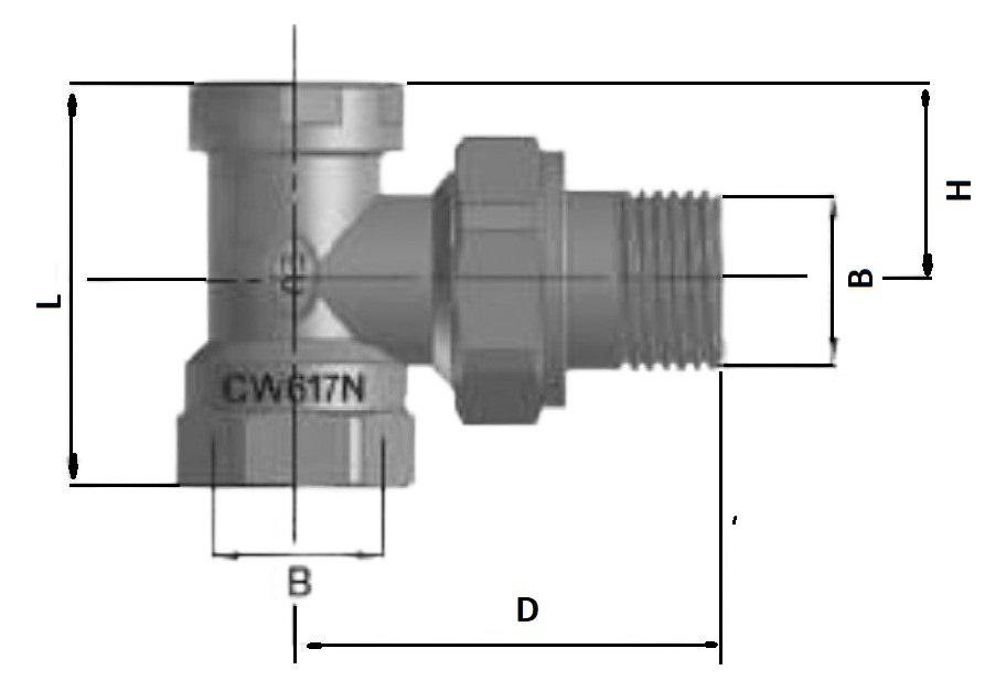 Вентиль запорный EUROS EU.ST6130 3/4″ Ду20 Ру10 на обратную подводку, угловой, латунный никель, внутренняя/наружная резьба
