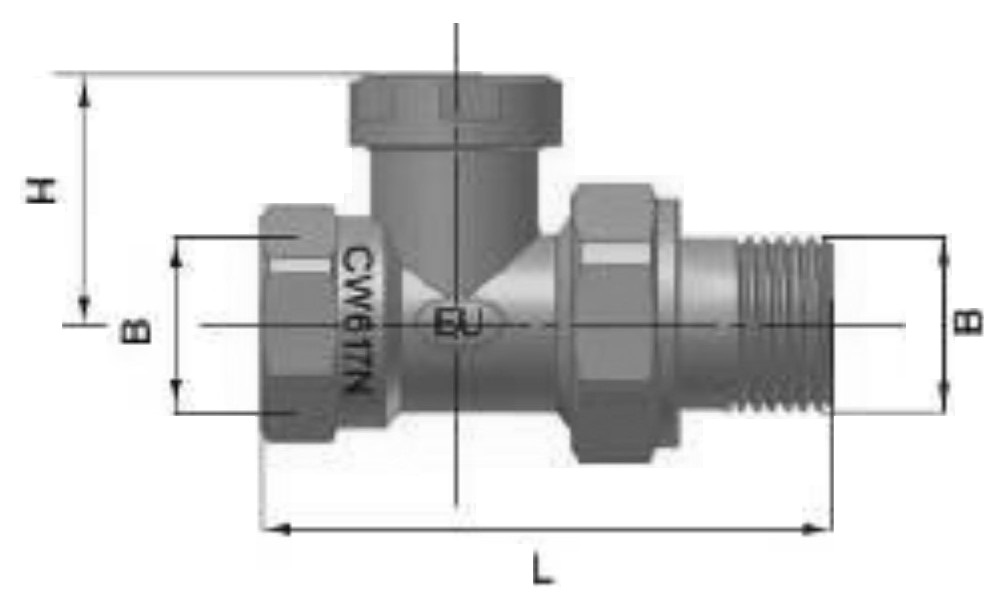 Вентиль запорный EUROS EU.ST6131 1/2″ Ду15 Ру10 на обратную подводку, прямой, латунный никель, внутренняя/наружная резьба