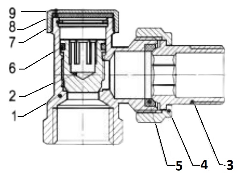 Вентиль запорный EUROS EU.ST6130 3/4″ Ду20 Ру10 на обратную подводку, угловой, латунный никель, внутренняя/наружная резьба