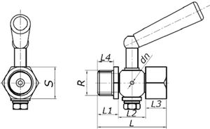 Кран для манометра ABRA VFM16-VN Ду15 Ру16 трехходовой, внутренняя/наружная резьба, присоединение M20х1.5хG1/2