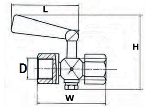 Кран для манометра ABRA VFM20 Ду15 Ру20 трехходовой, внутренняя/внутренняя резьба, присоединение M20х1.5хM20х1.5