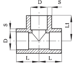 Тройникии равнопроходные Агригазполимер Ду16-40 Ру10 90° НПВХ, под клеевое соединение