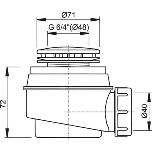 Сифон для поддона душевого Alca Plast A47B-50 1 1/2″x50/40, высота - 72 мм, со слив крышкой диаметром 71 мм, белый