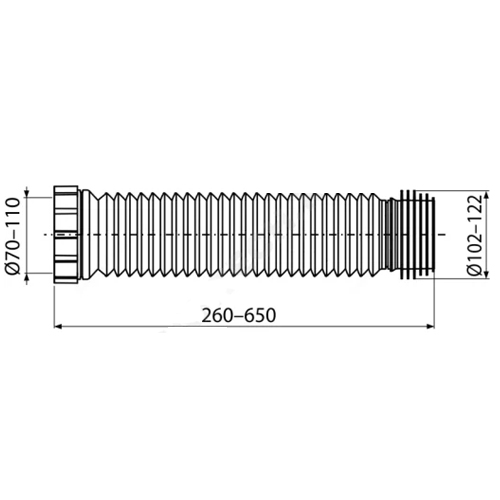 Гофра для унитаза Alca Plast Ду110 L=260-650 мм для чугунных и пластиковых труб
