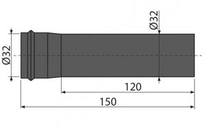 Труба Alca Plast A4000B Дн32 длина 150 мм, прямая для сифона