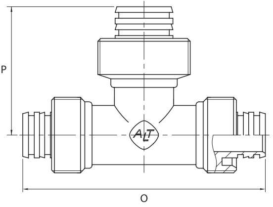 Тройник ALTSTREAM Дн20х16х16 Ру20 для металлопластиковых труб, редукционный, присоединение компрессионное, корпус – никелированная латунь
