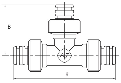 Тройник ALTSTREAM Дн16х16х16 Ру20 для металлопластиковых труб, соединительный, присоединение компрессионное, корпус – никелированная латунь