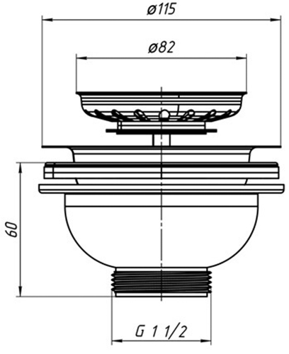 Выпуск для кухонной мойки АНИ Пласт 3 1/2″ с нержавеющей решеткой диаметром 115 мм