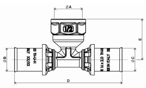Тройник APE ARL21 Дн3/4″х26 Ру10 с переходом на внутреннюю резьбу, латунный