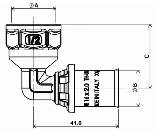 Угольник APE APL31 Дн20х3/4″ Ру16 90°, пресс / внутренняя резьба, латунный,  для металлопластиковых труб