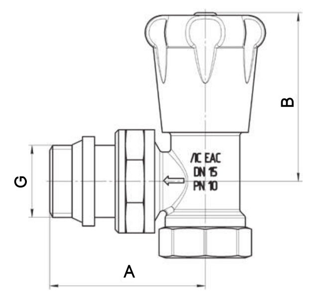 Клапаны регулирующие для радиатора AQUALINK Ду15-20 Ру10 угловые, внутренняя/наружная резьба