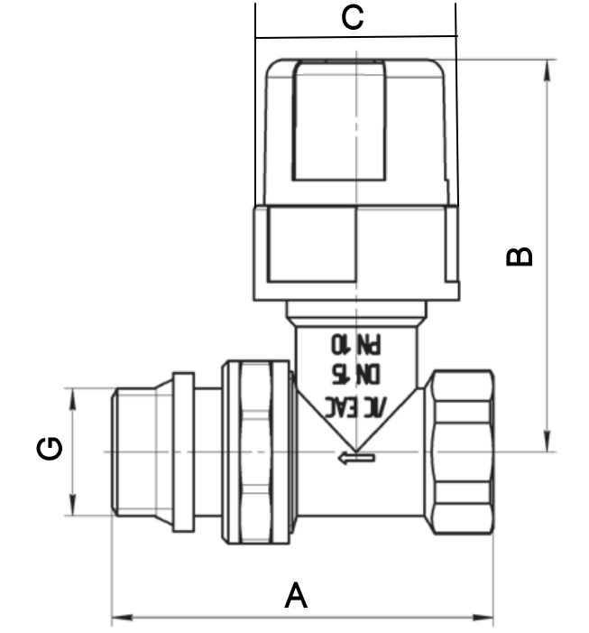 Клапан термостатический AQUALINK 3/4″ Ду20 Ру10 прямой, корпус - латунь никелированная CW617N, присоединение - внутренняя / наружная резьба, уплотнение - NBR