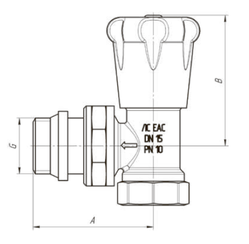 Клапаны регулирующие AQUALINK Ду15-20 Ру10 угловые, корпус - латунь никелированная CW617N, присоединение - внутренняя / наружная резьба, уплотнение - ЕРDМ