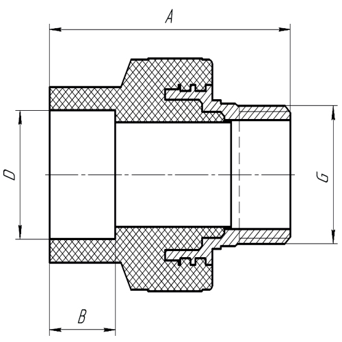 Муфта PP-R комбинированная AQUALINK переходная/комбинированная Дн32x1” Ру25 белая наружная резьба