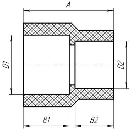 Муфта PP-R переходная AQUALINK 2”x1 1/2” Дн63x50 Ру25 под приварку белая