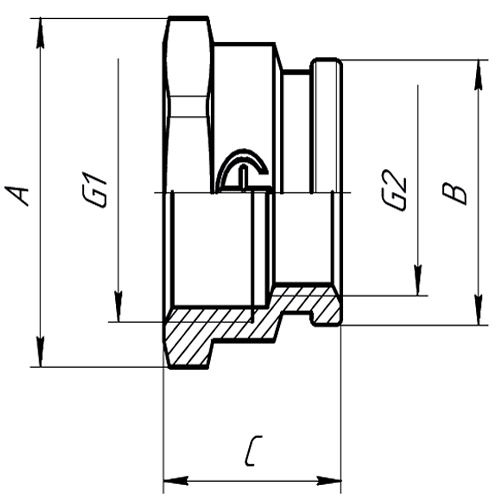 Муфта латунная переходная AQUALINK 1”x1/2” Дн25x15 Ру35 никелированная, внутренняя резьба