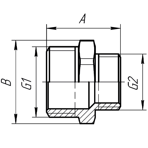 Ниппель переходной AQUALINK 1”x3/4” Ду25х20 Ру35 наружная резьба никелированный, латунный