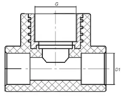 Тройник полипропиленовый PP-R комбинированный Aqualink Дн25x3/4″ Ру25 внутренняя резьба