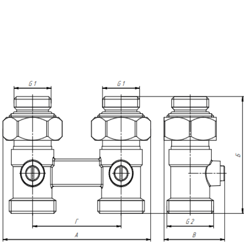 Узел нижнего подключения радиатора AQUALINK Н-образный прямой 1/2x3/4 нар-нар (евроконус)