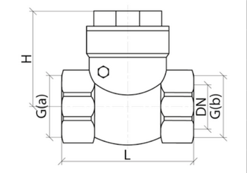 Эскиз Клапан обратный поворотный Aquasfera заслонка латунь/EPDM 1 1/4″ Ду32 Ру30