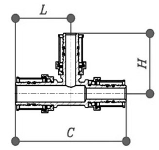Тройник металлопластиковый пресс латунный переходной Aquasfera 8010 Ду32x26x32