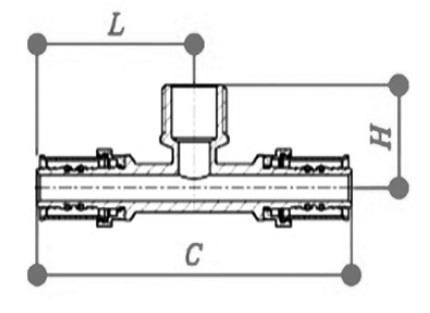 Тройник металлопластиковый пресс-резьба-пресс латунный Aquasfera Ду26x1/2x26, наружная резьба