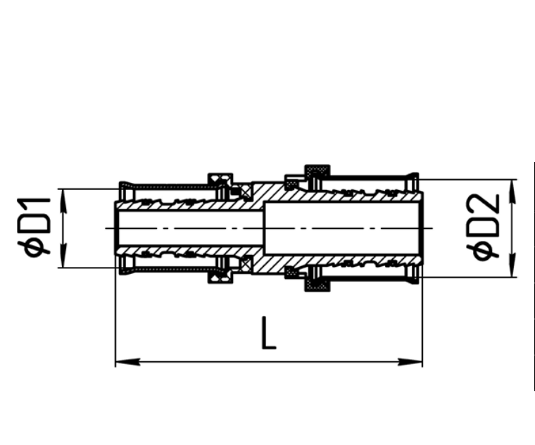 Муфта Aquasfera 8004 Дн20х32 Ру16 соединительная переходная пресс, для металлопластиковых труб, латунь
