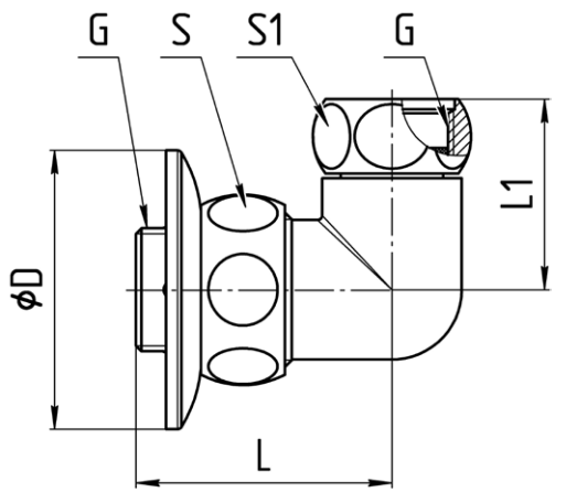 Соединители Aquasfera 9204 Ду20-25 Ру16 для полотенцесушителя корпус - латунь хромированная, угловые с отражателем
